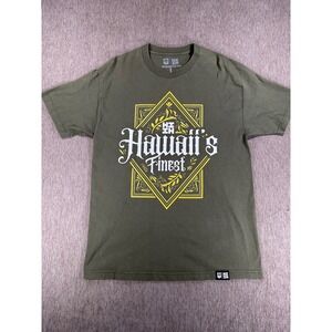 Hawaii's Finest Mens Kepakemapa Line 2018 Graphic T-Shirt Olive Green Large